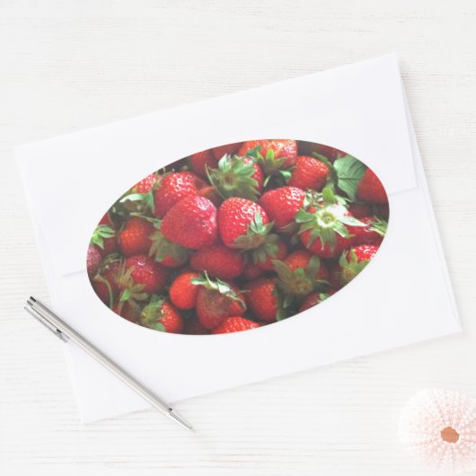 Klassieke aardbeien ovale sticker (Envelop)