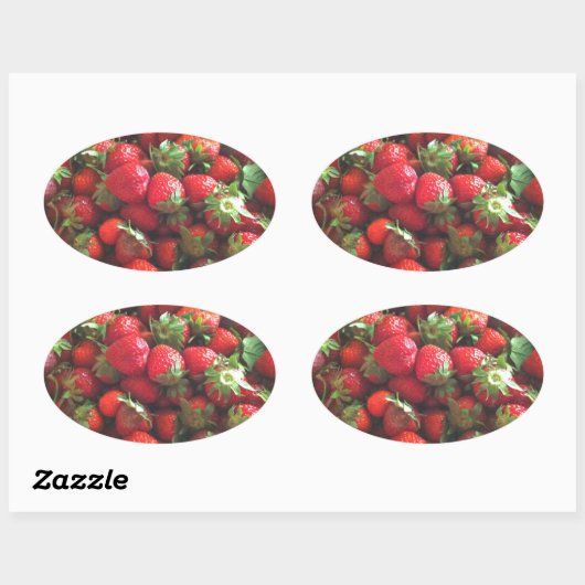 Klassieke aardbeien ovale sticker (Vel)