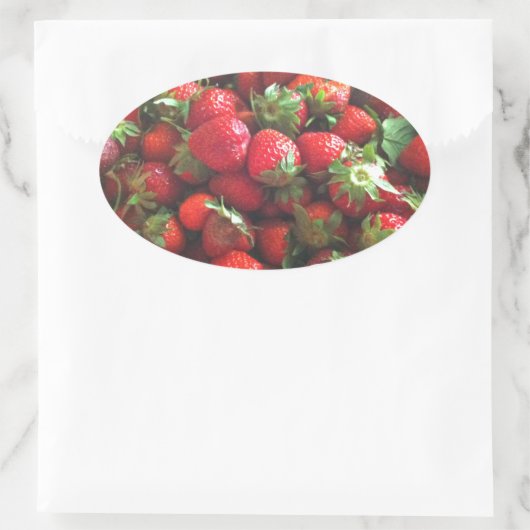 Klassieke aardbeien ovale sticker (Tas)