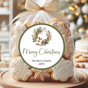 Klassieke aardse kerst familie naam sticker label