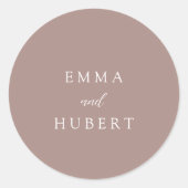 Klassieke Aardse Neutrale Elegante Huwelijk Ronde Sticker (Voorkant)
