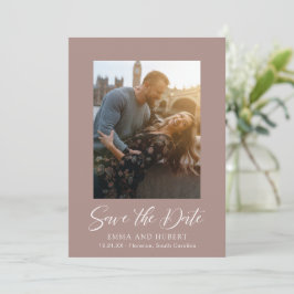 Klassieke Aardse Neutrale Foto Elegante Trouw Save The Date