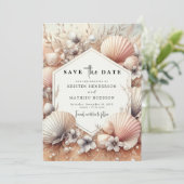 Klassieke aardse strand bruiloft save the date (Staand voorkant)