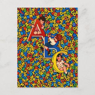 Klassieke ABC-kinderalfabetillustratie Briefkaart