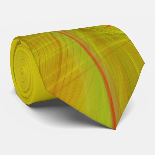 Klassieke Abstracte Elegant Red/Yello Fractal Neck Stropdas (Opgerold)