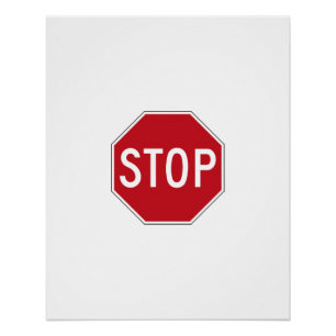 Klassieke achthoekige rode stopbord grafische deco perfect poster