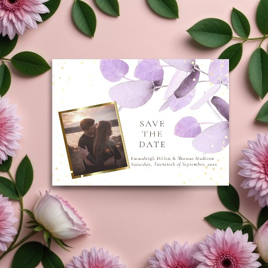 Klassieke ader Eucalyptus Glitter sparen de datum Aankondigingskaart