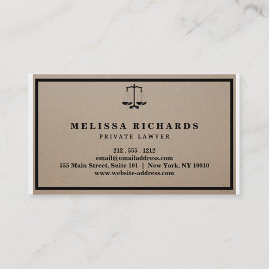 Klassieke Advocaat Ambacht Papier Achtergrond Visitekaartje (Achterkant)