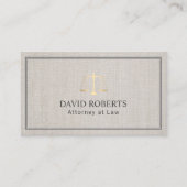 Klassieke advocaat: Gold Scale Elegant Linen Visitekaartje (Voorkant)