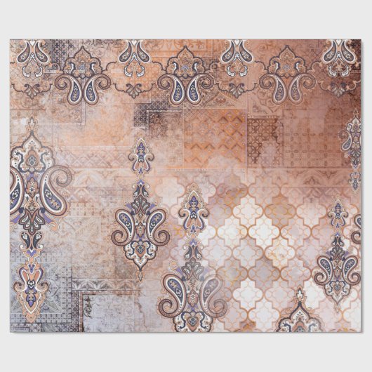 Klassieke  afdruk met patchwork, paisley elem cadeaupapier (Vlak)