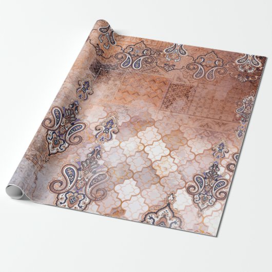 Klassieke  afdruk met patchwork, paisley elem cadeaupapier (Uitgerold)
