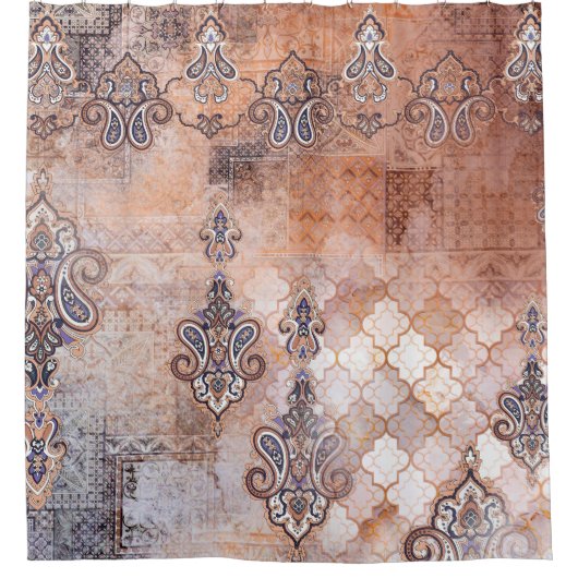 Klassieke afdruk met patchwork, paisley elem douchegordijn (Voorkant)