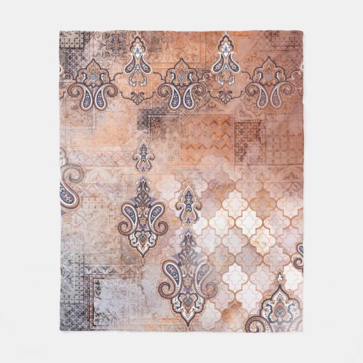 Klassieke afdruk met patchwork, paisley elem fleece deken (Voorkant)