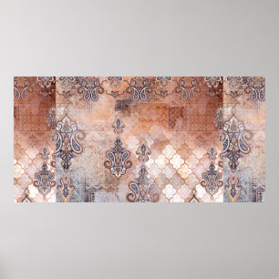 Klassieke afdruk met patchwork, paisley elem poster