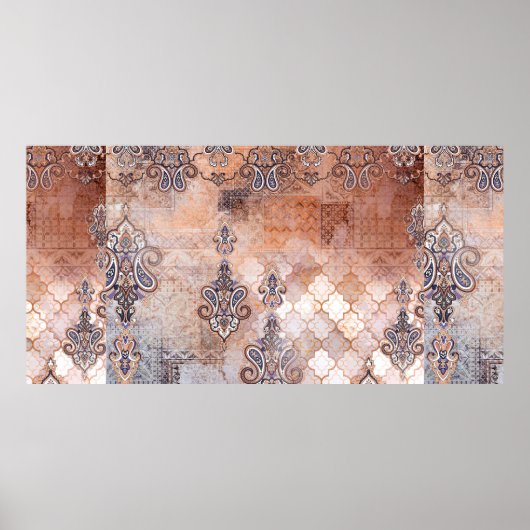 Klassieke  afdruk met patchwork, paisley elem poster (Voorkant)