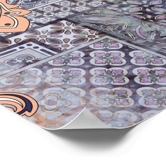 Klassieke  afdruk met patchwork, paisley elem poster (Hoek)