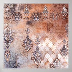 Klassieke  afdruk met patchwork, paisley elem poster