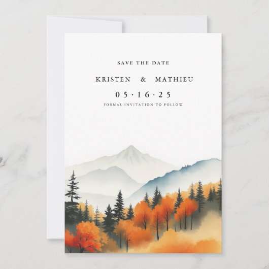 Klassieke afdrukbare berg save the date (Voorkant)