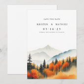 Klassieke afdrukbare berg save the date (Voorkant / Achterkant)