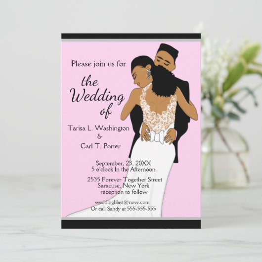 Klassieke Afro-Amerikaanse bruid & bruidegom bruil Kaart (Staand voorkant)