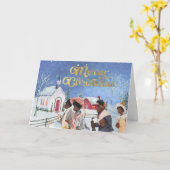 Klassieke Afro-Amerikaanse Kerstkaart Kaart (Gele Bloem)