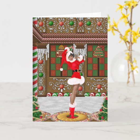 Klassieke Afro-Amerikaanse Kerstkaart Kaart (Gele Bloem)