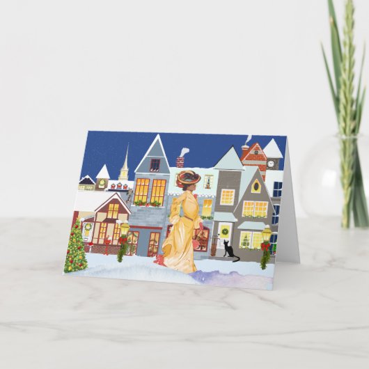 Klassieke Afro-Amerikaanse Kerstkaart Kaart (Voorkant)