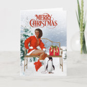 Klassieke Afro-Amerikaanse Kerstkaart Kaart (Voorkant)