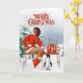 Klassieke Afro-Amerikaanse Kerstkaart Kaart (Gele Bloem)