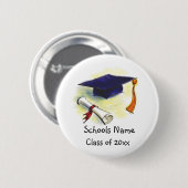 Klassieke afstudeerhoed & diploma ronde button 5,7 cm (Voorkant /achterkant)