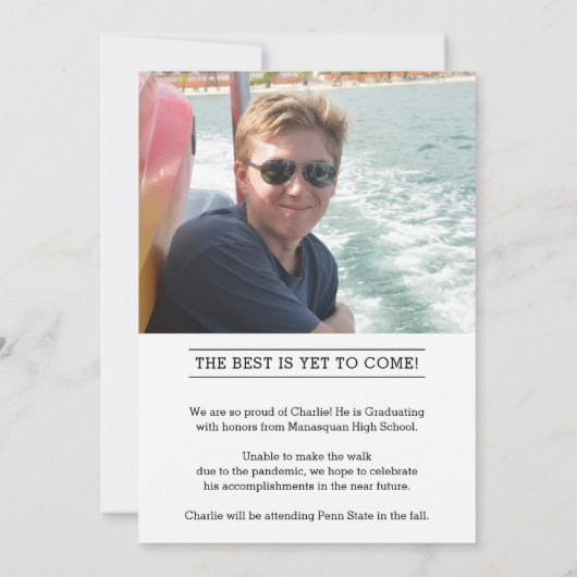 Klassieke Afstuderen foto-aankondiging Aankondiging (Achterkant)