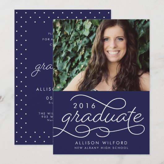 Klassieke Afstuderen foto Afstuderen aankondiging (Voorkant / Achterkant)