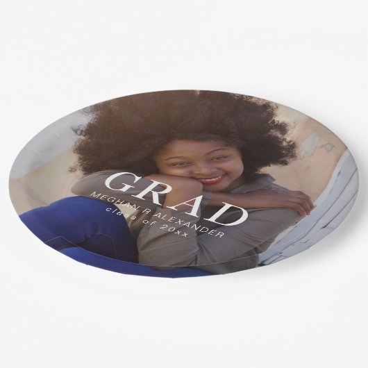 Klassieke Afstuderen Foto en Naam Papieren Bordje (Gekanteld)