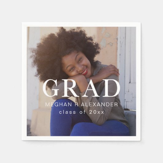 Klassieke Afstuderen Foto en Naam Servet (Voorkant)