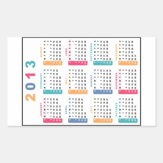 Klassieke agenda 2013 rechthoekige sticker (Voorkant)