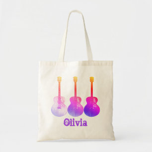 Klassieke akoestische gitaarroze Pop Art Name Oliv Tote Bag