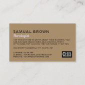 Klassieke alarmklok, Horoloog Visitekaartje (Achterkant)