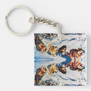Klassieke Alaska eskimo Malamute slee-racen Sleutelhanger