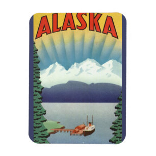 Klassieke Alaska-reisposter Kunst, Schilderachtig  Magneet