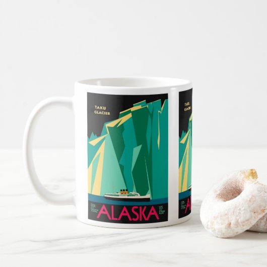Klassieke Alaska Reisposter Kunst, Taku Gletsjer Koffiemok (Met donut)