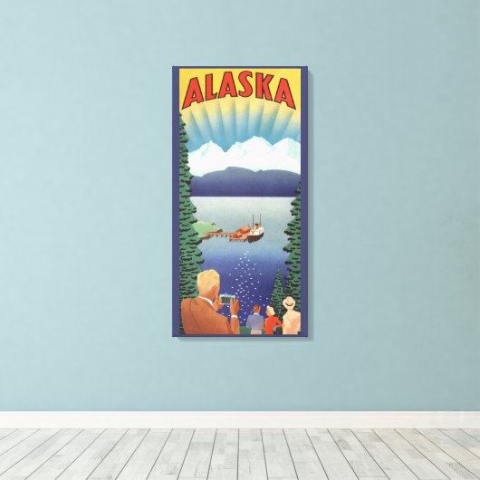 Klassieke Alaskareisposter Kunst, Schitterend Land Canvas Afdruk (Insitu (Houten vloer))