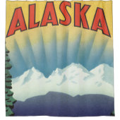Klassieke Alaskareisposter Kunst, Schitterend land Douchegordijn (Voorkant)