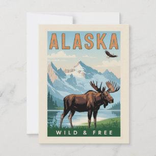 Klassieke Alaskareuzenberg Eland Wild & Vrij Briefkaart