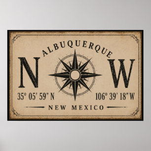 Klassieke Albuquerque New Mexico Coördinaten Poster