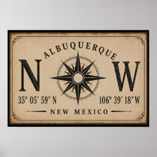 Klassieke Albuquerque New Mexico Coördinaten Poster