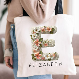 Klassieke alfabet wilde bloemen waardering voor le tote bag