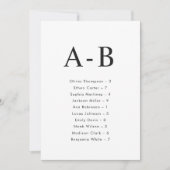 Klassieke Alfabetische Wedding Zitting Chart Kaart (Voorkant)