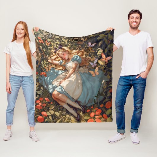 Klassieke Alice droomt van Wonderland Fleece Deken (In situ)
