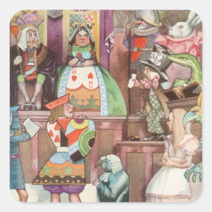Klassieke Alice in Wonderland, Hartendame Vierkante Sticker