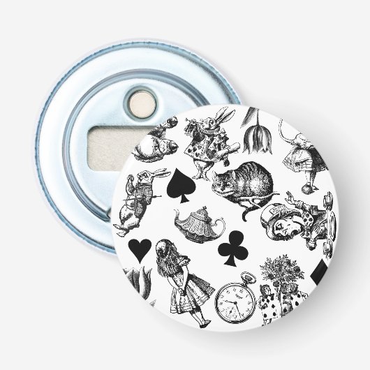 Klassieke Alice in Wonderland-personages Button Flesopener (Voorkant)